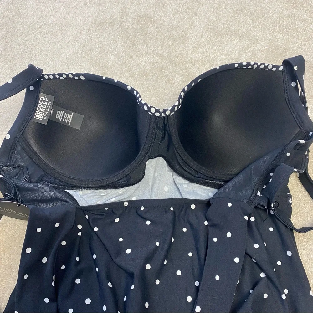 NWT Coco Reef Black and White One Piece Top Swimwear - Picture 4 of 11